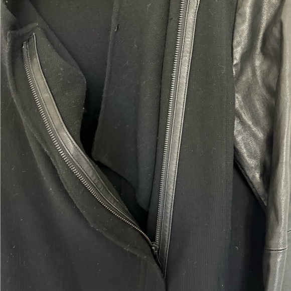 Women's Black Jacket with Leather Sleeves - Picture 7 of 9
